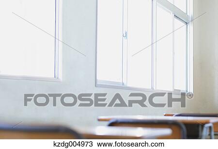Stock Image - Empty high school classroom. Fotosearch
