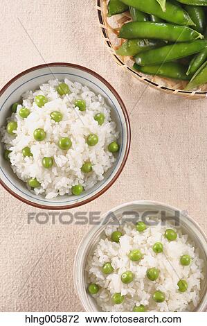 Green peas topped rice View Large Photo Image Stock Image - Green peas topped rice. Fotosearch