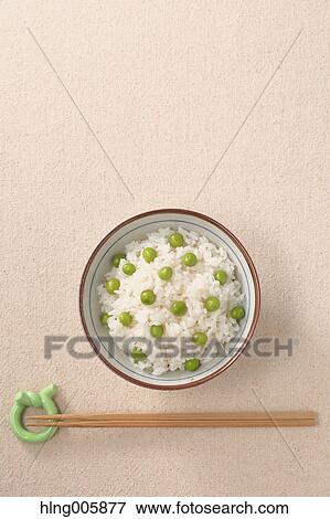 Green peas topped rice View Large Photo Image Stock Photo - Green peas topped rice. Fotosearch