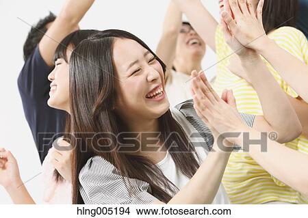 Group of Japanese supporters View Large Photo Image Picture - Group of Japanese supporters. Fotosearch
