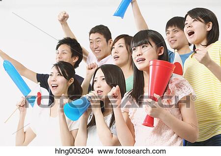 Group of Japanese supporters View Large Photo Image Picture - Group of Japanese supporters. Fotosearch