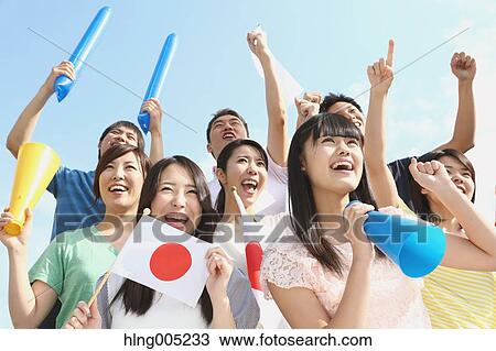 Group of Japanese supporters View Large Photo Image Stock Image - Group of Japanese supporters. Fotosearch