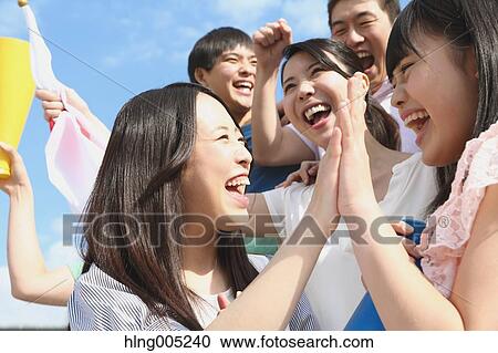 Group of Japanese supporters View Large Photo Image Stock Image - Group of Japanese supporters. Fotosearch