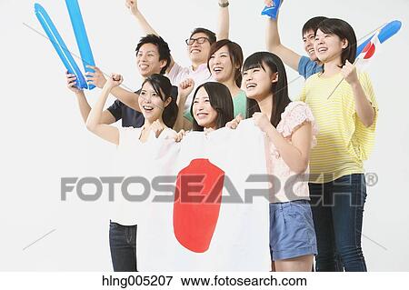 Group of Japanese supporters View Large Photo Image Stock Photo - Group of Japanese supporters. Fotosearch