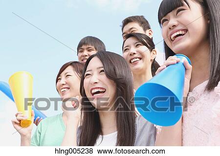 Group of Japanese supporters View Large Photo Image Stock Photo - Group of Japanese supporters. Fotosearch
