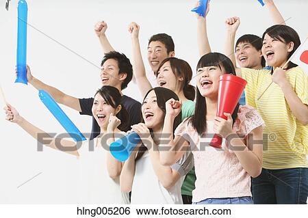 Group of Japanese supporters View Large Photo Image Stock Photograph - Group of Japanese supporters. Fotosearch