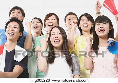 Group of Japanese supporters View Large Photo Image Stock Photograph - Group of Japanese supporters. Fotosearch
