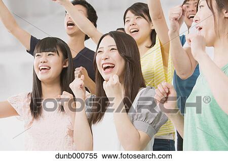 Group of Japanese supporters View Large Photo Image Stock Photography - Group of Japanese supporters. Fotosearch
