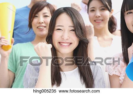Group of Japanese supporters View Large Photo Image Stock Photography - Group of Japanese supporters. Fotosearch