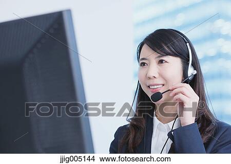 Japanese call center operator View Large Photo Image Picture - Japanese call center operator. Fotosearch