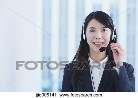 Japanese call center operator View Large Photo Image Stock Image - Japanese call center operator. Fotosearch