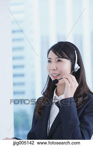 Japanese call center operator View Large Photo Image Stock Image - Japanese call center operator. Fotosearch