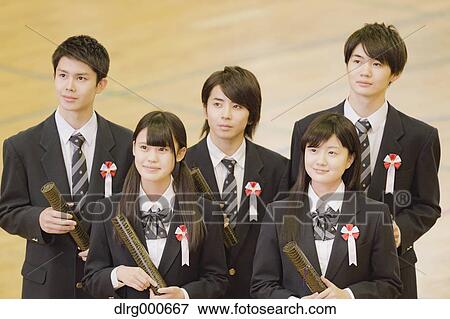 Stock Photo - Japanese high school graduation ceremony. Fotosearch