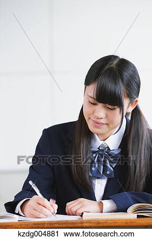 Japanese high-school student during a lesson View Large Photo Image Stock Image - Japanese high-school student during a lesson. Fotosearch