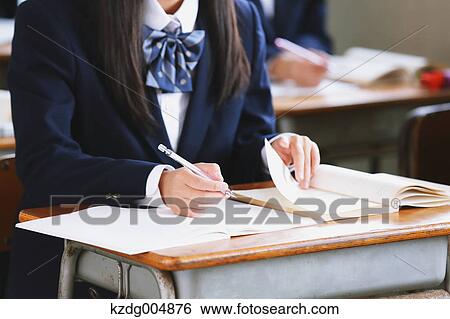Japanese high-school student during a lesson View Large Photo Image Stock Photograph - Japanese high-school student during a lesson. Fotosearch