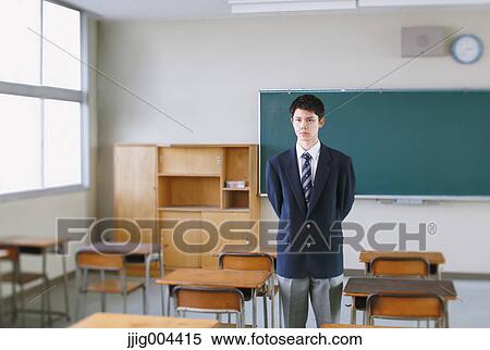 Japanese high-school student in front of classroom blackboard View Large Photo Image Stock Photography - Japanese high-school student in front of classroom blackboard. Fotosearch