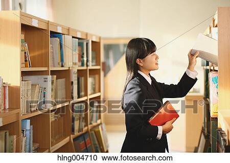 Japanese high-school student in the school library View Large Photo Image Stock Image - Japanese high-school student in the school library. Fotosearch