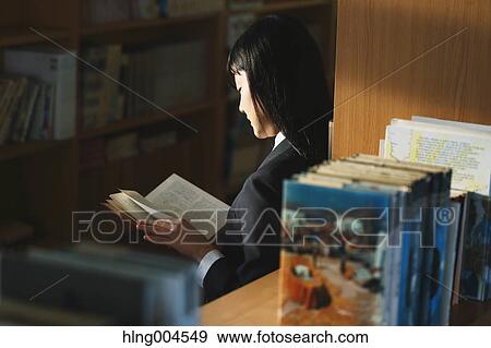 Japanese high-school student in the school library View Large Photo Image Stock Photo - Japanese high-school student in the school library. Fotosearch