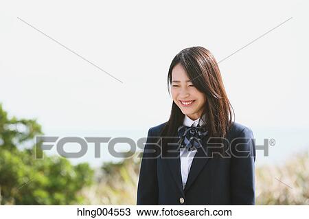 Stock Image - Japanese high-school student portrait. Fotosearch
