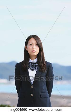 Stock Image - Japanese high-school student portrait. Fotosearch