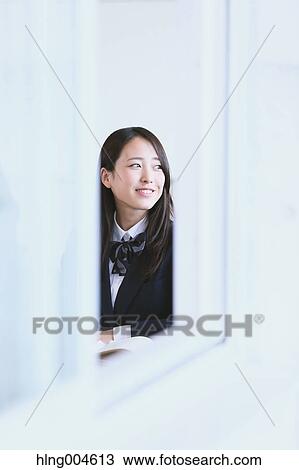Stock Image - Japanese high-school student portrait. Fotosearch