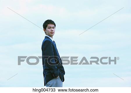 Stock Image - Japanese high-school student portrait. Fotosearch