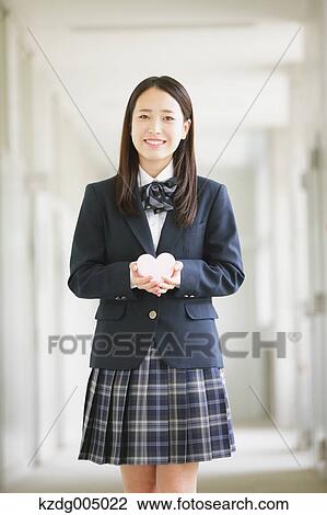 Stock Image - Japanese high-school student portrait. Fotosearch