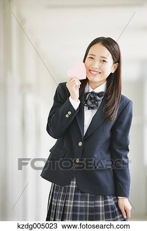 Stock Image - Japanese high-school student portrait. Fotosearch