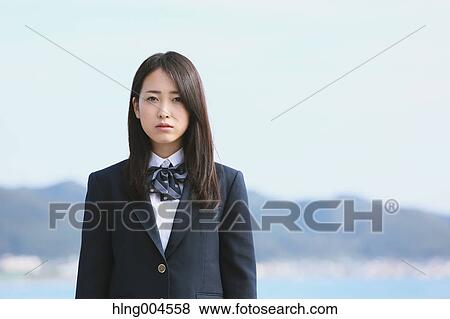 Stock Photo - Japanese high-school student portrait. Fotosearch