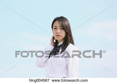 Stock Photo - Japanese high-school student portrait. Fotosearch