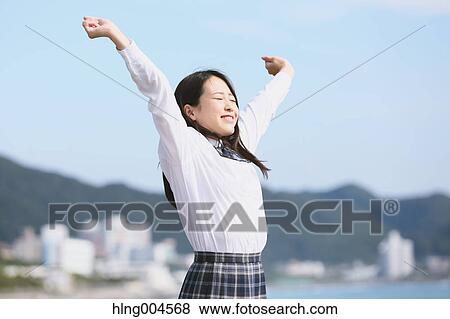 Stock Photo - Japanese high-school student portrait. Fotosearch