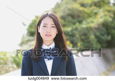 Stock Photo - Japanese high-school student portrait. Fotosearch