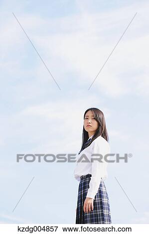 Stock Photo - Japanese high-school student portrait. Fotosearch