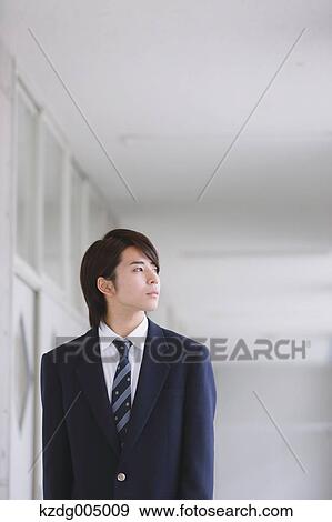 Stock Photo - Japanese high-school student portrait. Fotosearch