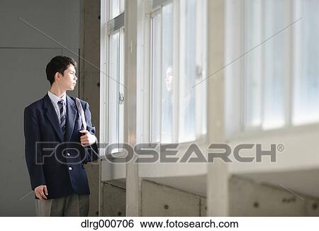 Stock Photograph - Japanese high-school student portrait. Fotosearch