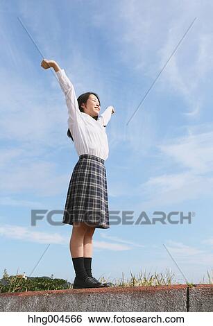 Stock Photograph - Japanese high-school student portrait. Fotosearch