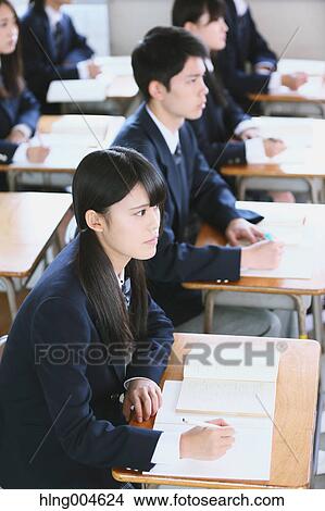 Japanese high-school students during a lesson View Large Photo Image Picture - Japanese high-school students during a lesson. Fotosearch