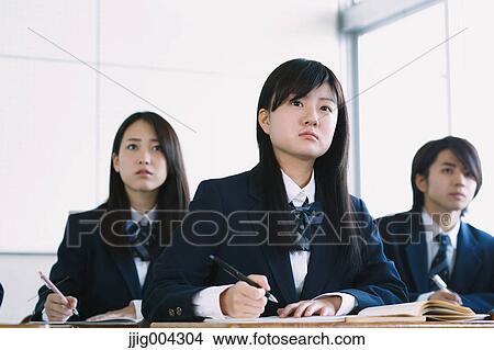 Japanese high-school students during a lesson View Large Photo Image Picture - Japanese high-school students during a lesson. Fotosearch