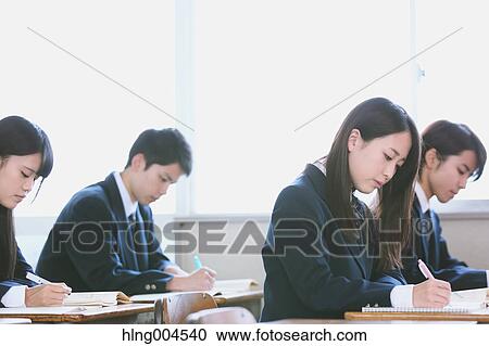 Japanese high-school students during a lesson View Large Photo Image Stock Image - Japanese high-school students during a lesson. Fotosearch