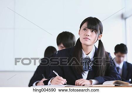 Japanese high-school students during a lesson View Large Photo Image Stock Image - Japanese high-school students during a lesson. Fotosearch