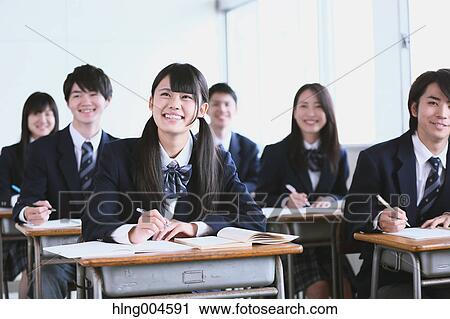 Japanese high-school students during a lesson View Large Photo Image Stock Image - Japanese high-school students during a lesson. Fotosearch