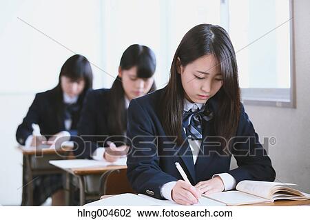 Japanese high-school students during a lesson View Large Photo Image Stock Image - Japanese high-school students during a lesson. Fotosearch