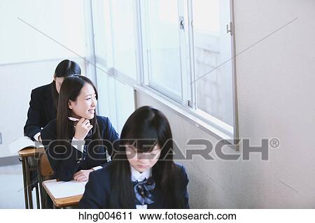 Japanese high-school students during a lesson View Large Photo Image Stock Image - Japanese high-school students during a lesson. Fotosearch