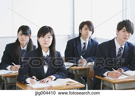 Japanese high-school students during a lesson View Large Photo Image Stock Image - Japanese high-school students during a lesson. Fotosearch