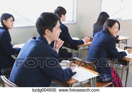 Japanese high-school students during a lesson View Large Photo Image Stock Image - Japanese high-school students during a lesson. Fotosearch