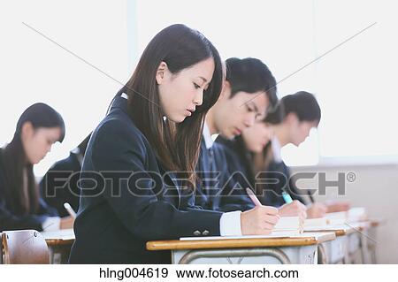 Japanese high-school students during a lesson View Large Photo Image Stock Photo - Japanese high-school students during a lesson. Fotosearch