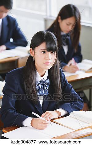 Japanese high-school students during a lesson View Large Photo Image Stock Photo - Japanese high-school students during a lesson. Fotosearch