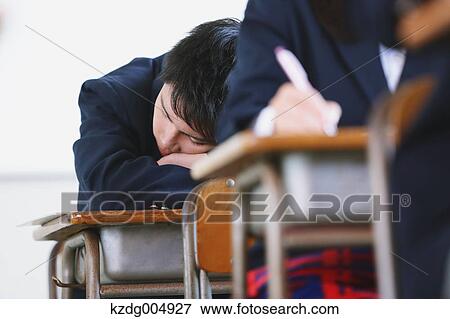 Stock Photo - Japanese high-school students during a lesson. Fotosearch