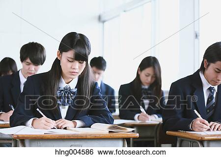 Japanese high-school students during a lesson View Large Photo Image Stock Photograph - Japanese high-school students during a lesson. Fotosearch
