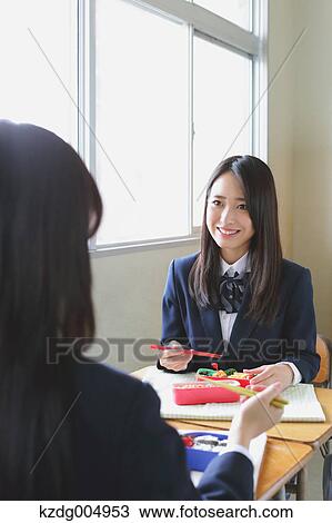 Japanese high-school students having bento in classroom View Large Photo Image Stock Image - Japanese high-school students having bento in classroom. Fotosearch